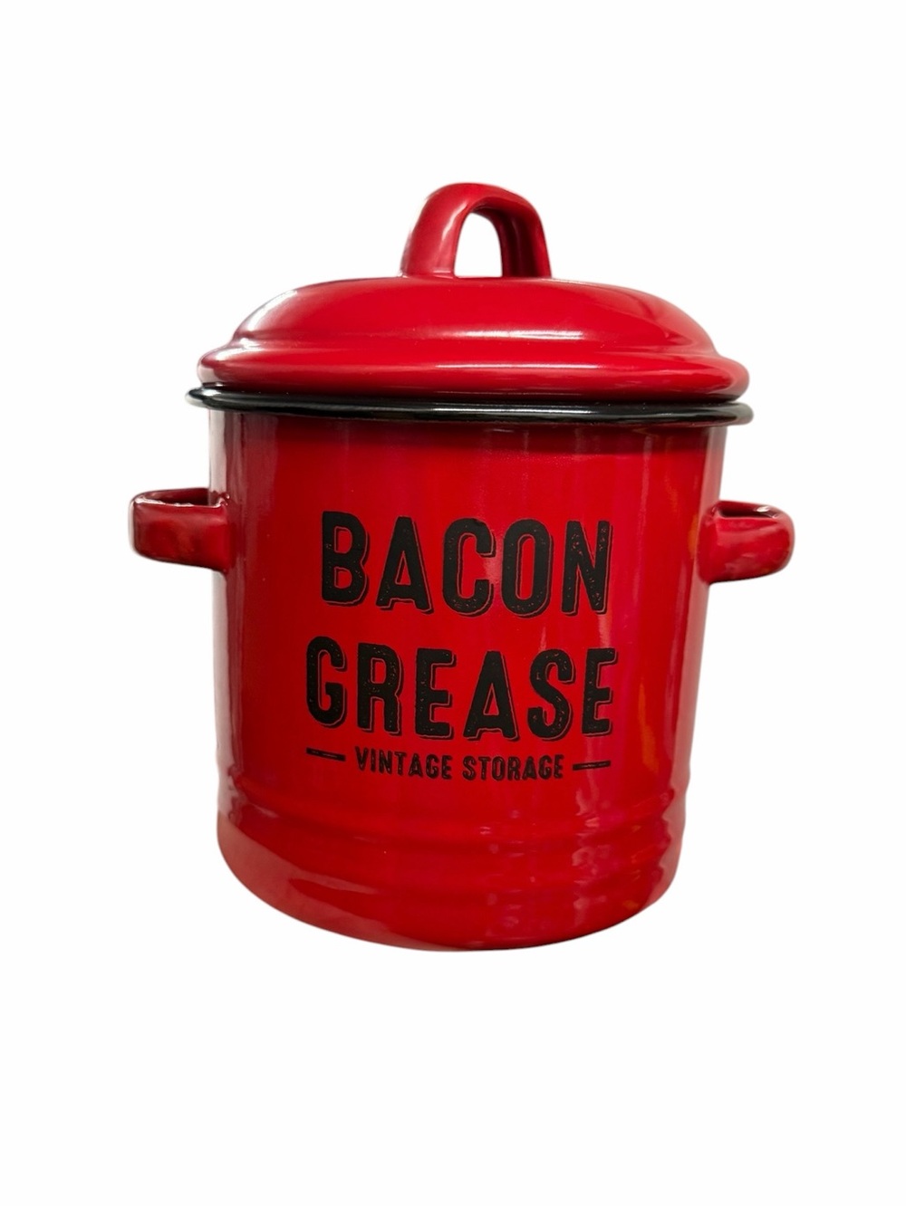 Red Bacon Grease Storage Canister - Vintage Style